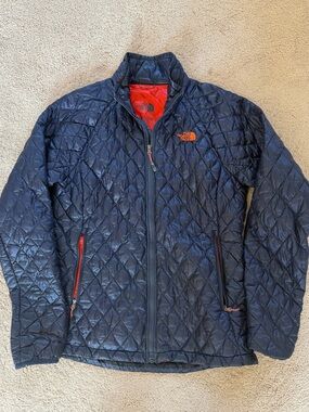 The North Face Women’s Quilted Thermoball Jacket - Navy with Orange Accents